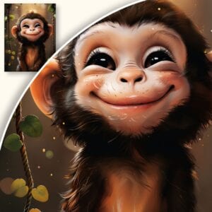 Plakat Uśmiechnięta małpka w dżungli