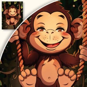 Plakat Zabawna Małpka Na Lianie