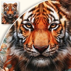 Plakat Majestatyczny Tygrys w Kwiatach