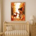 Plakat dziecko i sarna do pokoju dziecięcego Plakat dziecko i sarna do pokoju dziecięcego