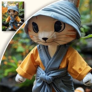 Plakat Kot Samuraj w Jesiennym Ogrodzie