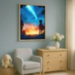 niebieski pomarańczowy czarny częściowo abstrakcyjny plakat na ścianę do przedszkola niebieski pomarańczowy czarny częściowo abstrakcyjny plakat na ścianę do przedszkola