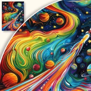 Plakat Kosmiczna eksploracja w tęczowych barwach