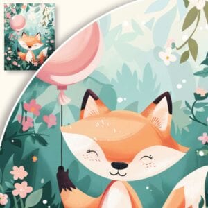 Plakat Lisek z Różowym Balonikiem