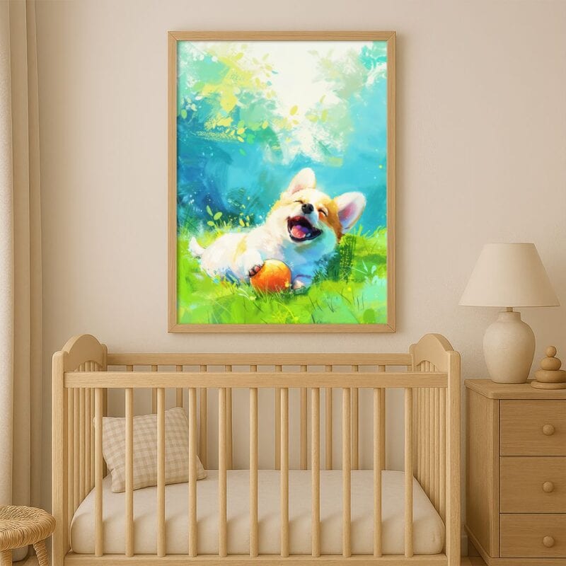 Plakat na ścianę do pokoju dziecięcego pies Corgi