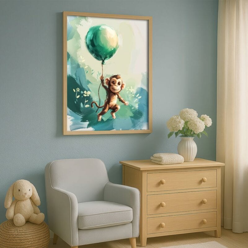 zielony brązowy biały realistyczny plakat na ścianę do przedszkola