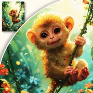 Plakat Radosna Małpka w Dżungli