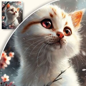 Plakat Uroczy Kot w Kwiatach