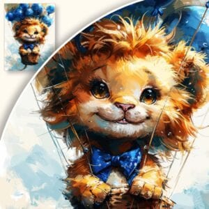 Plakat Mały lew w balonie