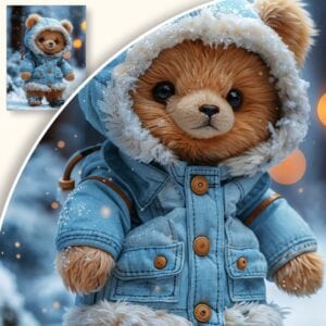 Plakat Miś w Zimowym Stroju