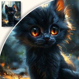 Plakat Tajemniczy kot o intensywnym spojrzeniu