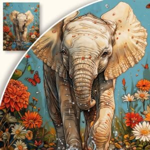 Plakat Słoń w Kwiecistym Rozkwicie