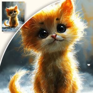 Plakat Puszysty kotek o wielkich oczach