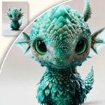 Plakat Uroczy Smok w Stylu Fantasy Plakat Uroczy Smok w Stylu Fantasy