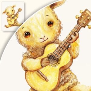 Plakat Zabawna owieczka z gitarą