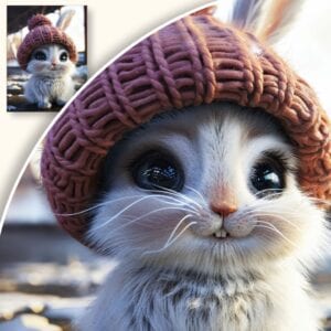 Plakat Królik w różowej czapce