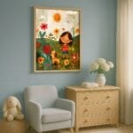 zielony czerwony pomarańczowy realistyczny plakat na ścianę do przedszkola