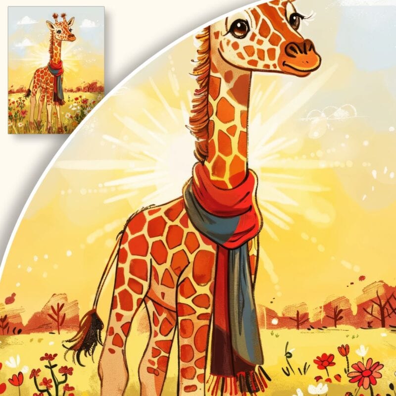 Plakat Żyrafa na łące