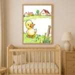 Plakat na ścianę do pokoju dziecka wesoła kaczuszka na wsi