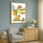 żółty zielony brązowy realistyczny plakat na ścianę do przedszkola