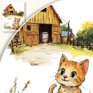 Plakat Mały kot na farmie