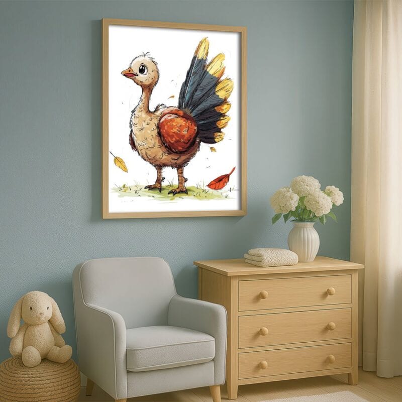 brązowy pomarańczowy żółty realistyczny plakat na ścianę do przedszkola