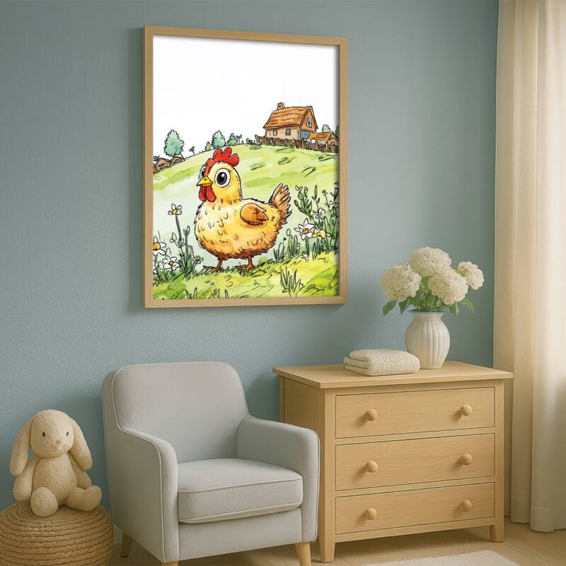 zielony żółty brązowy realistyczny plakat na ścianę do przedszkola