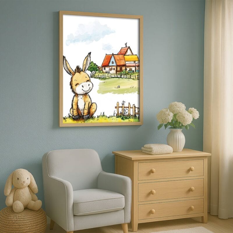 żółty zielony niebieski realistyczny plakat na ścianę do przedszkola