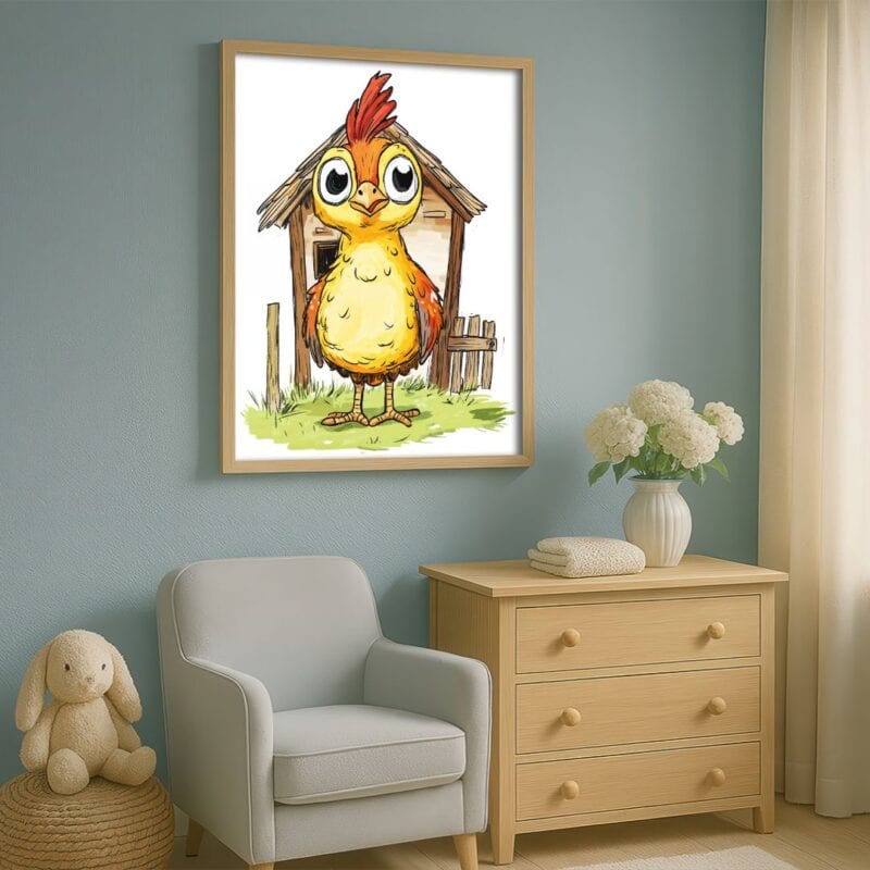 żółty pomarańczowy brązowy częściowo abstrakcyjny plakat na ścianę do przedszkola