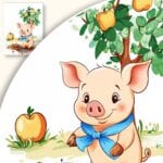 Plakat Wesoły prosiak pod jabłonią Plakat Wesoły prosiak pod jabłonią