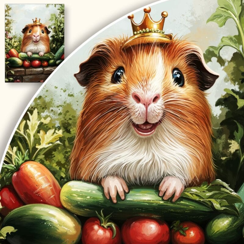 Plakat Chomik z koroną wśród warzyw