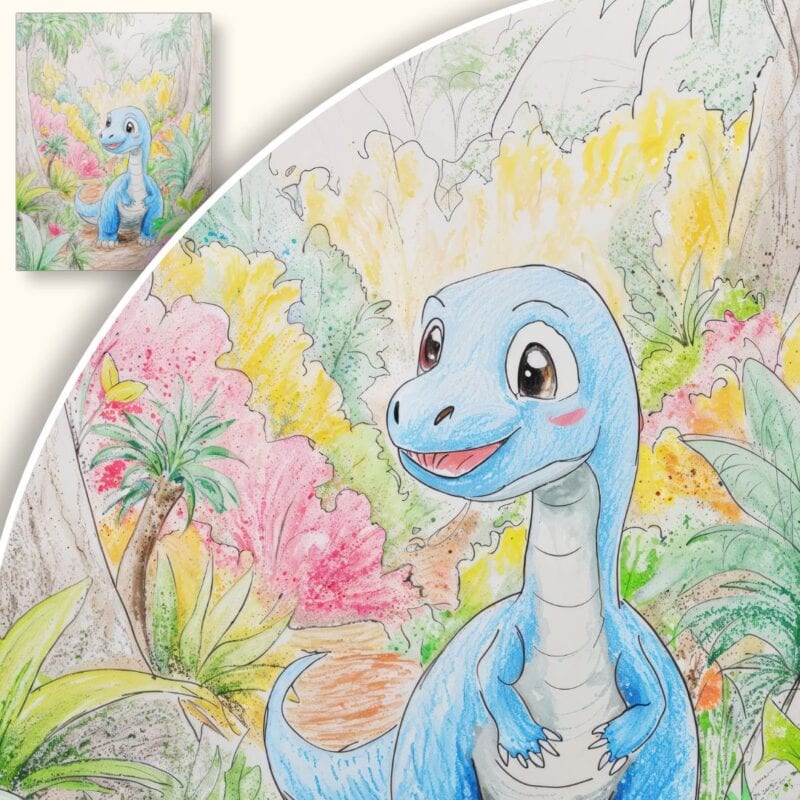 Plakat Radosny Dinozaur w Dżungli