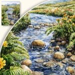 Plakat Górski Strumień pośród Kwiatów