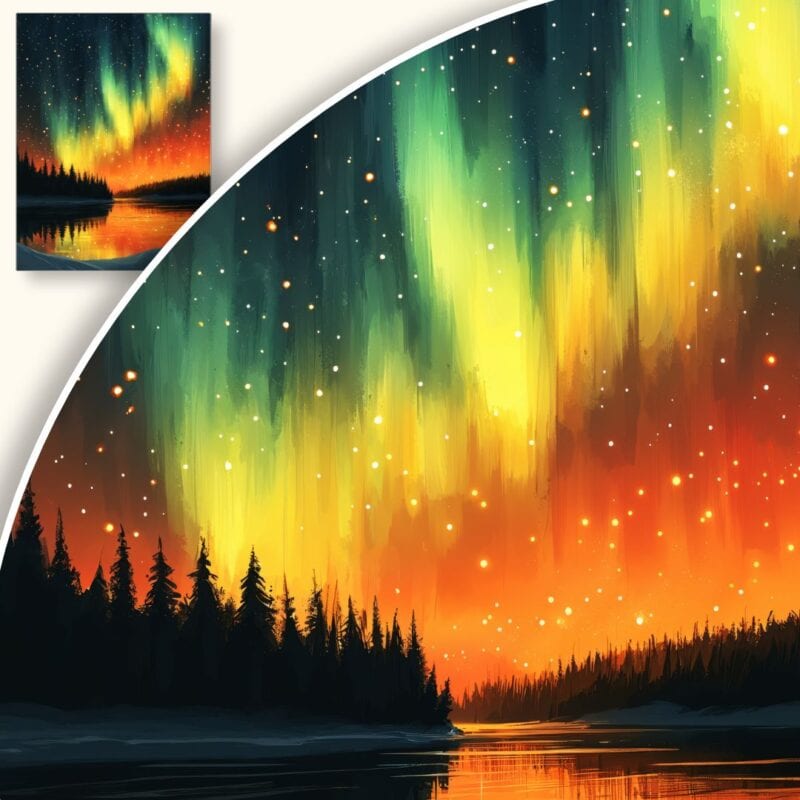 Plakat Zorza Polarna nad Jeziorem