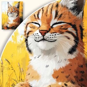 Plakat Rudy kot w jesiennym słońcu