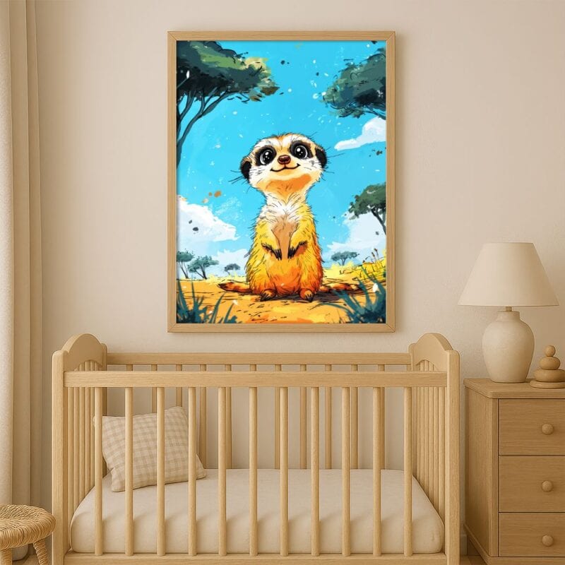 Plakat zwierzęta egzotyczne afrykańska surikata do pokoju dziecięcego