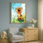 niebieski żółty zielony realistyczny plakat na ścianę do przedszkola