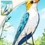 Plakat Pogodny ptak na tle natury