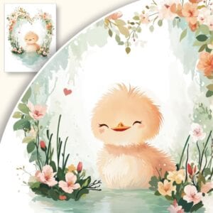 Plakat Urocza Kaczusia z Kwiatowym Serca