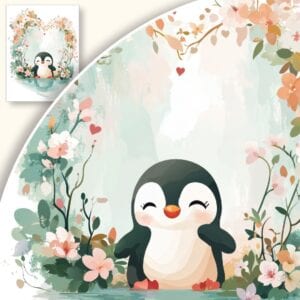 Plakat Pingwin wśród Kwiatów