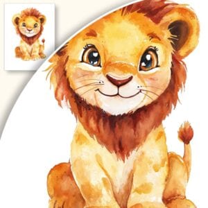 Plakat Mały lew o uśmiechniętym spojrzeniu