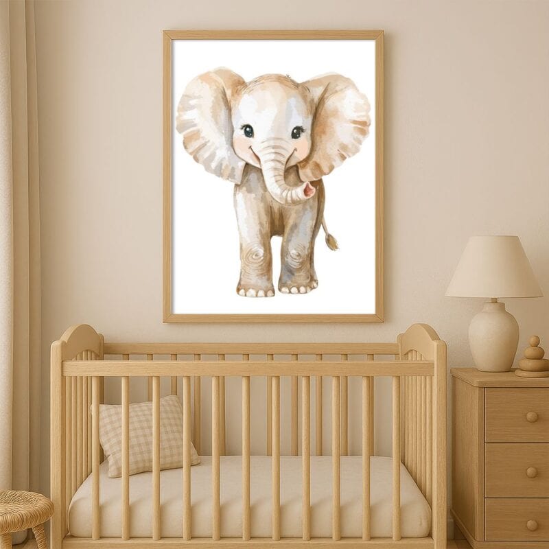 Plakat dla dzieci słoń do pokoju dziecka skandynawski