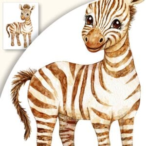 Plakat Urocza zebra w dziecięcym stylu