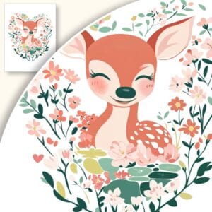 Plakat Sarenka otoczona kwiatami