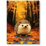 Plakat do pokoju dziecięcego jeż zwierzęta jesień las Plakat do pokoju dziecięcego jeż zwierzęta jesień las