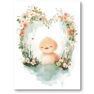 Plakat do pokoju dziecięcego kaczka zwierzęta kwiaty serce