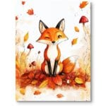 Plakat do pokoju dziecięcego lis zwierzęta jesień pory roku Plakat do pokoju dziecięcego lis zwierzęta jesień pory roku
