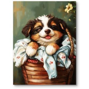 Plakat do pokoju dziecięcego pies zwierzęta farma dla chłopca