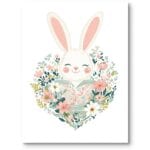Plakat do pokoju dziecięcego zając zwierzęta królik kwiaty