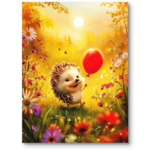 Plakat do pokoju dziecka jeż zwierzęta balonik